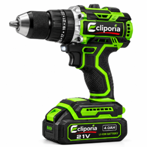 Ecliporia 21V Cordless Drill Driver – 4.0Ah Li-Ion Battery, Variable Speed, LED Light